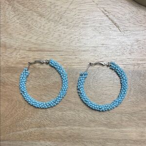 Turquoise Beaded Hoop Earrings